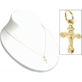 More details of product: 14K Gold Crucifix Cross Charm & New Chain Necklace 18