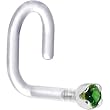 18 Gauge 1/4" White Gold 1.5mm Genuine Emerald Bioplast Nose Ring