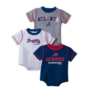 Atlanta Braves Adidas Newborn 3 Pack Creeper Set - Toddler (6-9 Months)