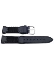 Genuine Swiss Army Brand 17mm-Nylon/Leather-Black Band small size