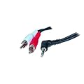 Klinke Cinch Kabel-Winkel-Klinkenstecker 3,5mm Stereo auf 2 Cinchstecker, 1,5m