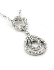 Sterling Silver Hanging Cut-Out Drop CZ Pendant with 16 in. chain