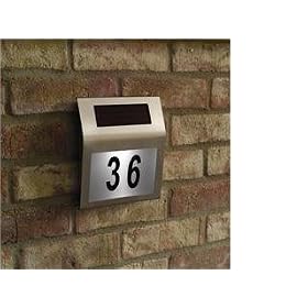 Solar powered house number light, contemporary, stylish, easy to fit.