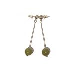 Serpentine Earrings 05 Dangle Olive Green Crystal Healing Stone Silver Steel Post 2