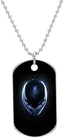 Alienware Custom Dog Tag with Neck Chain, Aluminum Oval Dog Tag Necklace Design by Vingoo