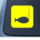 FISH AND HOOK – Fishing – Vinyl Car Decal Sticker #1316 | Vinyl Color: Yellow FISH AND HOOK – Fishing – Vinyl Car Decal Sticker #1316 | Vinyl Color: Yellow