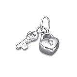 Sterling Silver Heart Lock & Key Charm