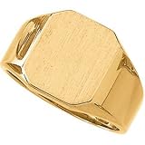 10K Yellow Gold Men's Signet Ring With Brush Finished Top