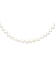 Sterling Silver 9-10mm White Freshwater Cultured Pearl Necklace