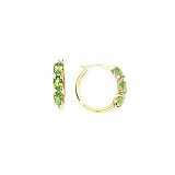 14K Yellow Gold Peridot Hoop Earrings