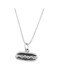 Sterling Silver Three Dimensional Hot Dog Necklace