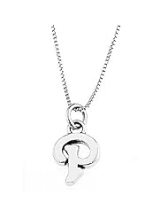 Sterling Silver One Sided Initial Letter P Necklace