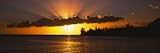 Sunset over the Ocean, Tahiti, French Polynesia Premium Photographic Poster Print by Panoramic Images , 40x120