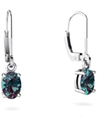 Created Alexandrite 14kt White Gold Lever Back Earrings