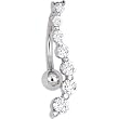 Solid 14kt White Gold Top Mount Cubic Zirconia Journey Belly Ring