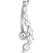 Solid 14KT White Gold TOP MOUNT Cubic Zirconia JOURNEY Belly Ring