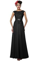 Chiffon Scoop Neck Cap Sleeves Cocktail Floor Length Beaded Applique Lace-Up Evening Dress/Prom Dress/Party Dress/Wedding Dress 