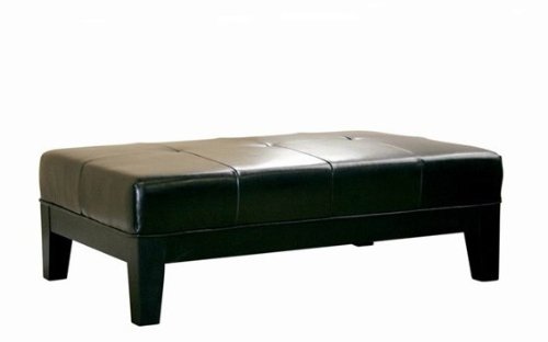 Cocktail Ottoman Contemporary Style in Black Leather