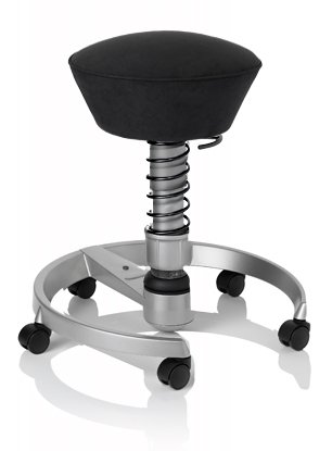 SWOPPER STANDARD 3D-Aktiv-Bürostuhl Hocker Sitzpolster Normal, Farbe schwarz, Federfarbe schwarz, Basis Titan, Fussring mit Speedrollen, Feder MEDIUM (SWOPS10TRS)