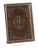 Leather Antiqued Journal-Fleur De Lys 6x8"- -refillable-