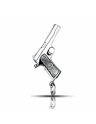 WithLoveSilver Sterling Silver 925 3D Classic Pistol Gun Revolver Pendant