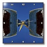 Jos Fauxtographee Abstract - A Building in Vegas Mirrored to Look Like Barbells in Blue and Brown - Wall Clocks