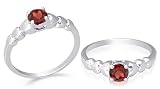 Round Cut Garnet Ring Sterling Silver Size 7