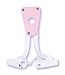 Pink Leather Dildo & Vibrating Cock Harness - Strap On Sex Toy, OSFA White Elastic Belt, Insertion Hole 1 1/4