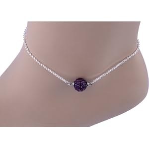 Kadima Swarovski Elements Crystal Disco Ball White Anklet,Anklet Length 8.5 Inches, Ball Size:10mm