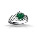 14K White Gold Heart Created Emerald Celtic Claddagh Ring - Size 6