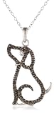 Sterling Silver Black-Diamond Dog Pendant Necklace