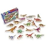 BOX OF 20 MAGNETIC WOODEN DINOSAURS
