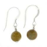 Anna Perrone Speckled Round Glass Bead Earrings Finished with .925 Sterling Silver