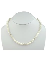Easigo Jewelry Japanese Cultured Pearl Necklace 17" long 7.5mm in 14k White Gold