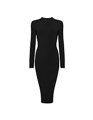 Turtleneck Nylon/Rayon/Spandex Long Sleeves Cocktail Stretchy Bandage Dress/Bodycon Dress/Club Dress/Evening Dress/Wedding Dress/Midi Dress 