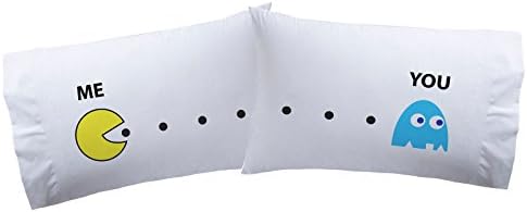 "Pacman" New Style Super Soft Couple Pillowcases Cute Romantic Valentines Gift for Couples Wedding Gift Anniversary Gift for His and Hers Her or Him Gifts Pillow Cases