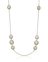 NINE WEST VINTAGE AMERICA "Florabella" Worn Gold-Tone Standage Stations Strand Necklace, 21"