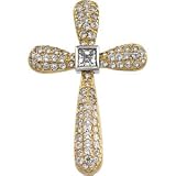 14K Two Tone Gold Diamond Cross
