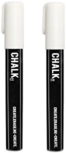 2 Set White Dual Tip Liquid Chalk Marker Pens. Vibrant Non Toxic Dry Erase Markers for Kids, Glass, Chalkboards Signs, Blackboards, Office...,