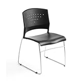 4 Piece Package Boss Office Products Black Stack Chair with Chrome Frame