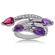 Amethyst Pink Tourmaline & Diamond Modern Ring in 14KT White Gold