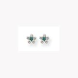 14k Clear and Aqua Crystal Flower Earrings (Requires Inverness Piercing Gun)