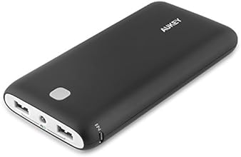 Aukey &reg; Bater&iacute;a Externa 20000mAh, Power bank, Bater&iacute;a portatil, Cargador para iPhone iPad iPod Tablets Tel&eacute;fono inteligente M&oacute;vil MP3 MP4 PSP GPS Samsung Android Dos Salidas USB de 5V 1A / 2.1A (Negro)