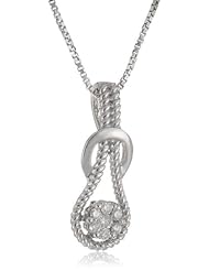 Sterling Silver Diamond Love Knot Pendant Necklace (.10 cttw, H-I color, I1-I2 Clarity), 18 "
