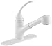 KOHLER K-15160-L-0 Coralais Single Control Pullout Spray Kitchen Sink Faucet, White