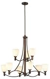 Forecast F1773-70 Crescendo - Nine Light Chandelier, Merlot Bronze Finish with Etruscan Beige Glass