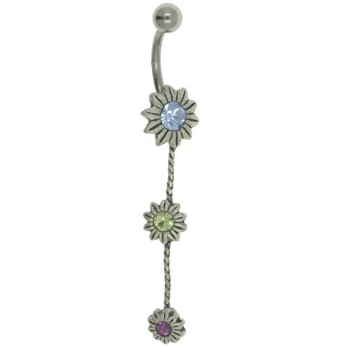Mother's Day Jewelry Belly Button Rings Sunflower Rhinestone Dangle Summer Fashion Belly Navel Ring Body Jewelry