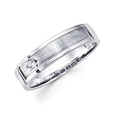 New 14k White Gold Mens Diamond Wedding Ring Band .05ct
