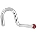 Solid 18KT White Gold (July) 1.5mm Genuine Ruby Right Nostril Screw- 18 Gauge