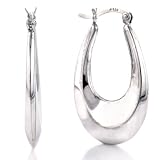 Sterling Silver Polished Fluted Hoop Earrings